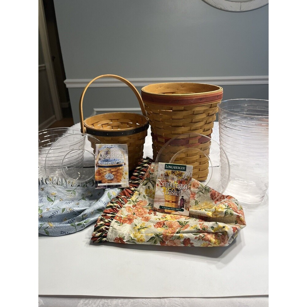 8pc Longaberger Snapdragon & Daisy May Series Basket Liners Protectors Combo